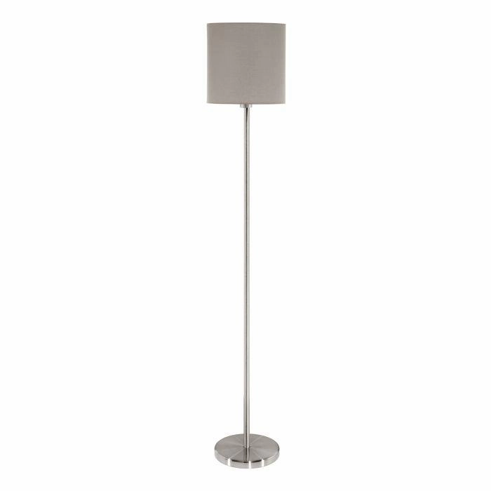 Eglo Pasteri Nickel Floor Lamp With Taupe Fabric Shade