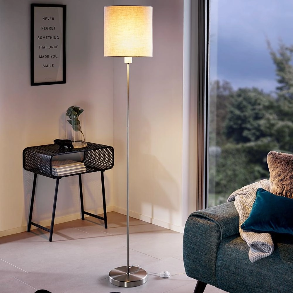 Eglo Pasteri Nickel Floor Lamp With Taupe Fabric Shade creative lampshade design
