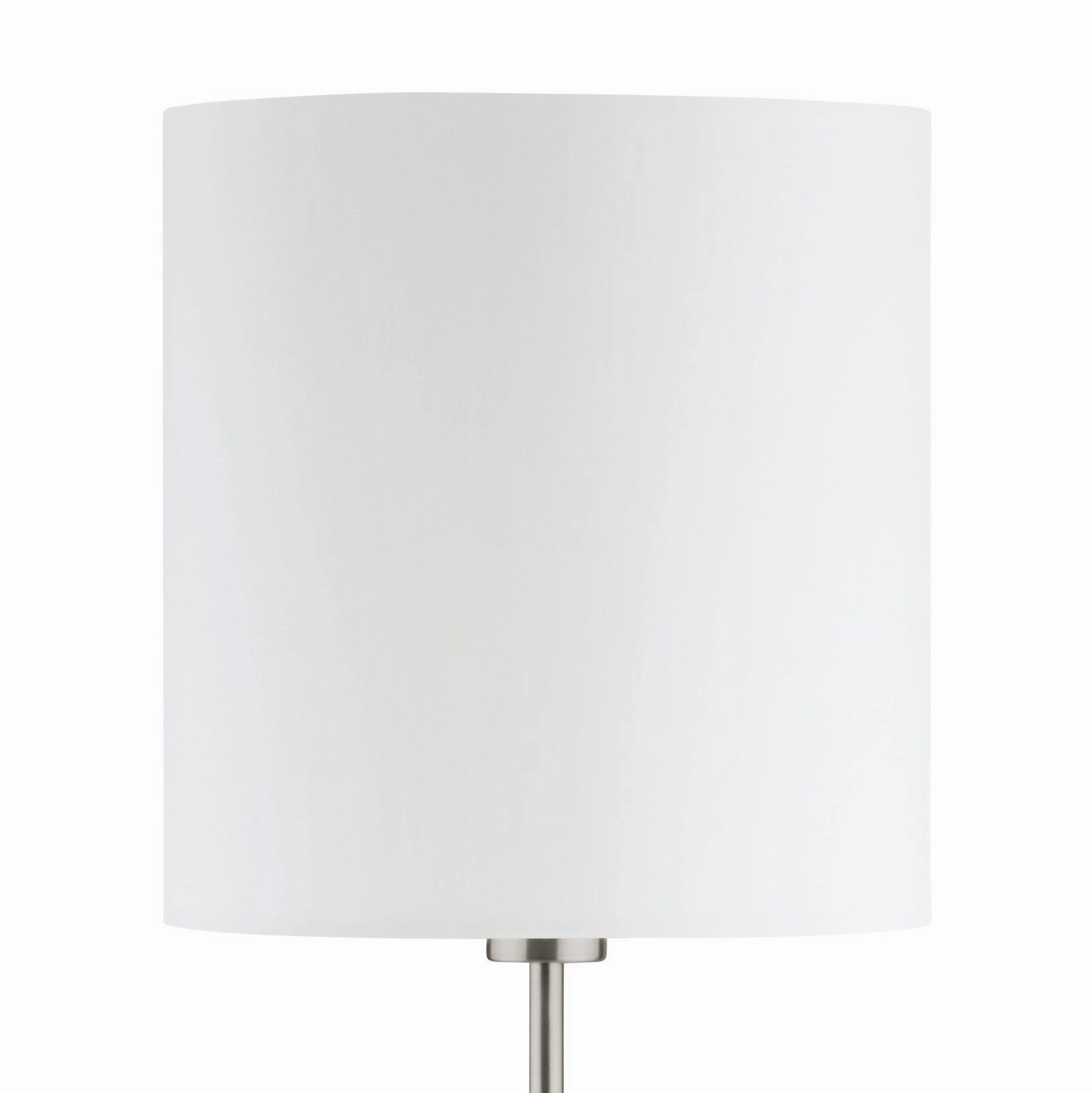 Eglo Pasteri Nickel Floor Lamp With White Fabric Shade