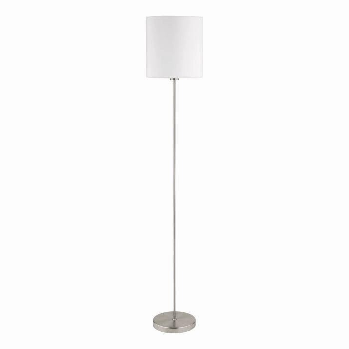 Eglo Pasteri Nickel Floor Lamp With White Fabric Shade