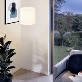 Eglo Pasteri Nickel Floor Lamp With White Fabric Shade creative lampshade design