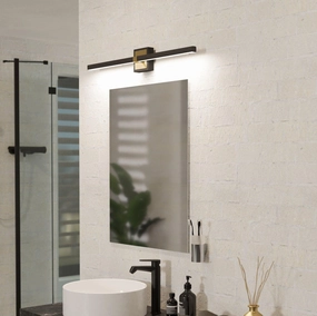 Eglo Peguera IP44 Black & Brass Bathroom LED Wall light - 80cm vintage desk lamp