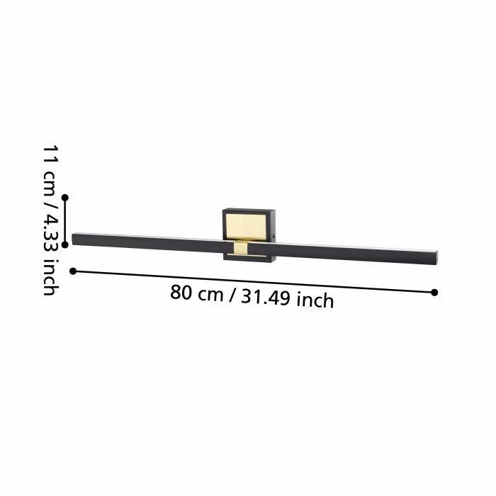 Eglo Peguera IP44 Black & Brass Bathroom LED Wall light - 80cm