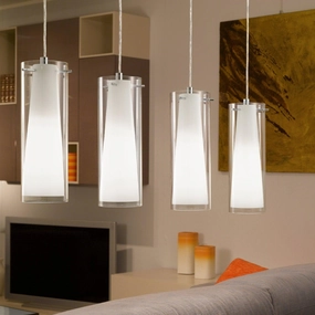 Eglo Pinto 4 Light Chrome & Opal Glass Ceiling Pendant sleek LED ceiling lamp