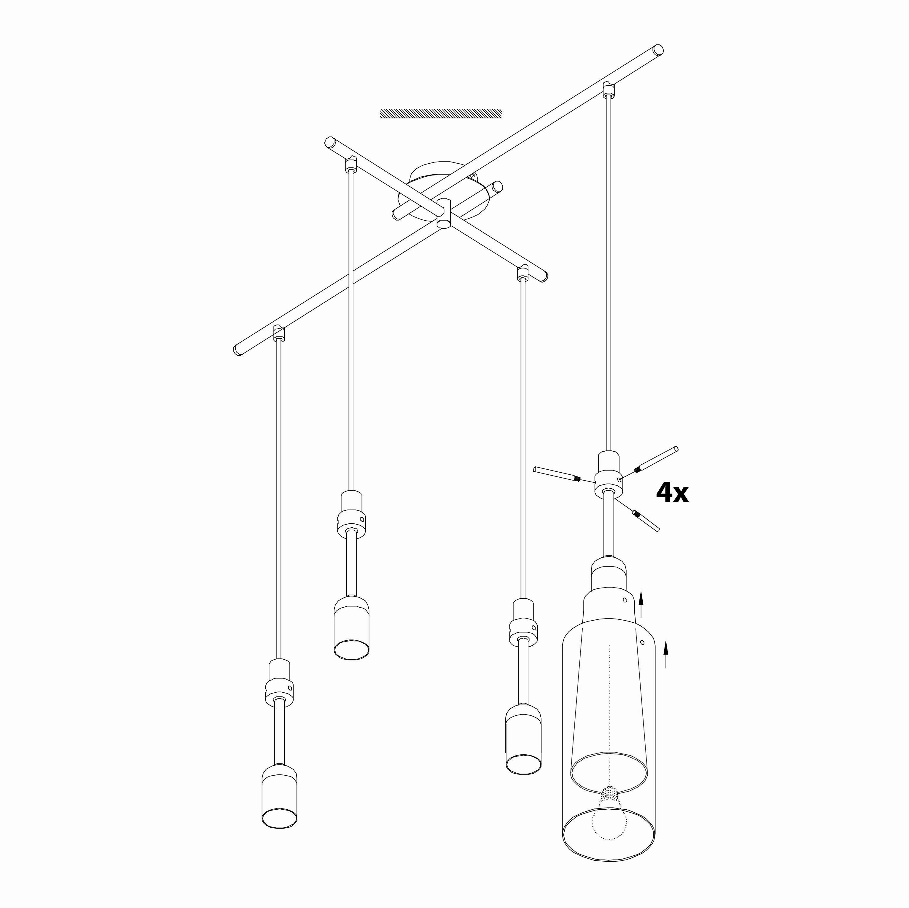 Eglo Pinto 4 Light Chrome & Opal Glass Ceiling Pendant