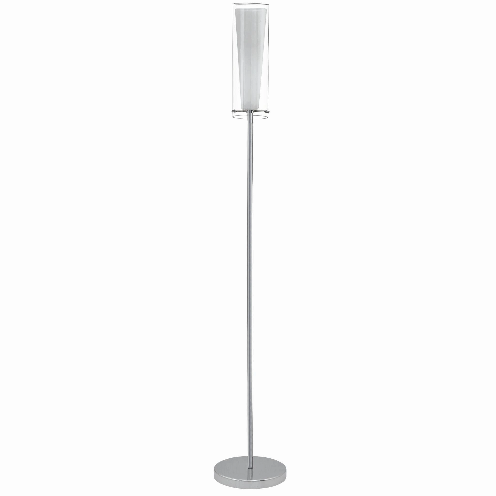Eglo Pinto Chrome Floor Lamp With Opal White Glass Shade