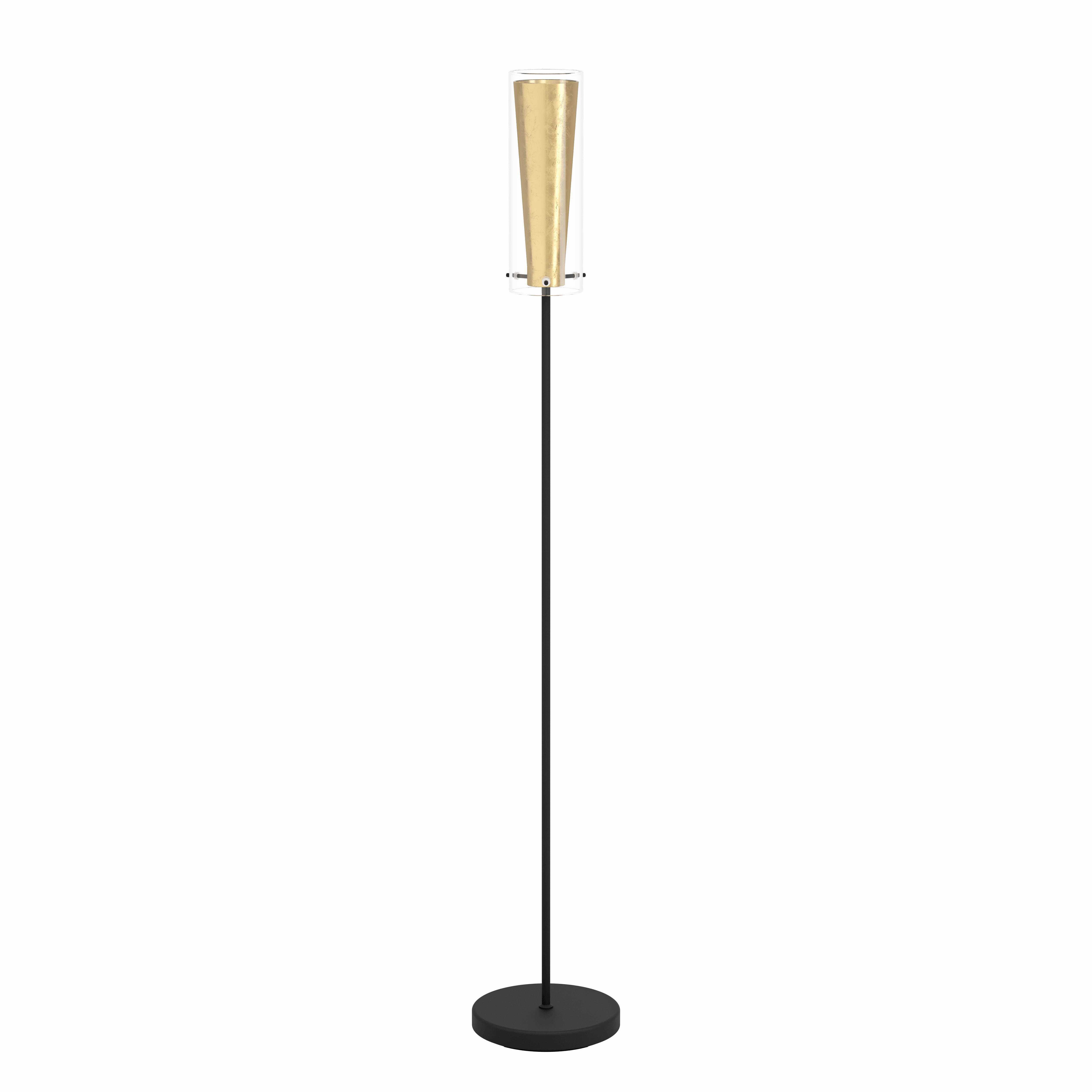 Eglo Pinto Gold Black & Gold Floor Lamp With Glass Shade
