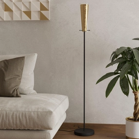 Eglo Pinto Gold Black & Gold Floor Lamp With Glass Shade creative lampshade design
