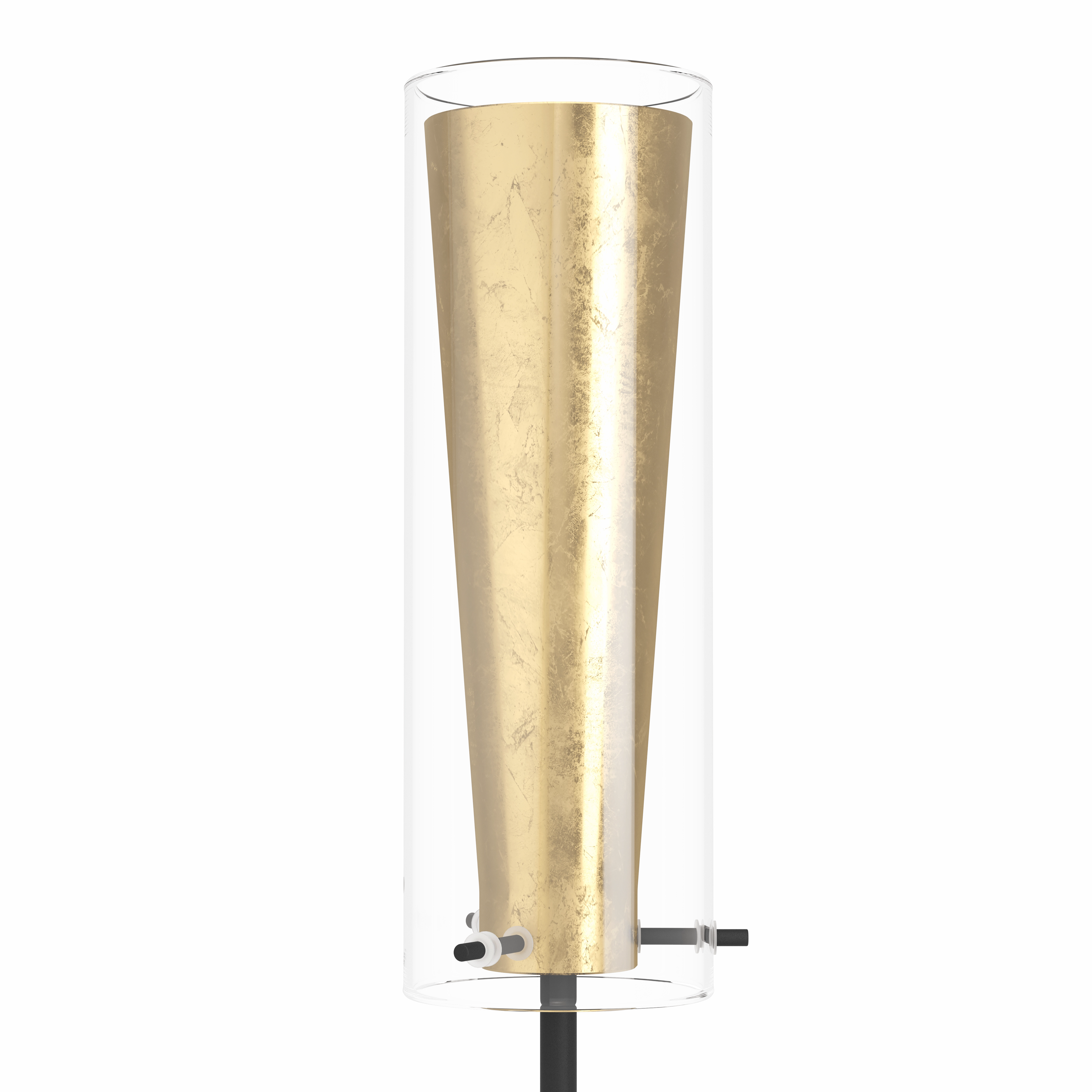 Eglo Pinto Gold Black & Gold Floor Lamp With Glass Shade