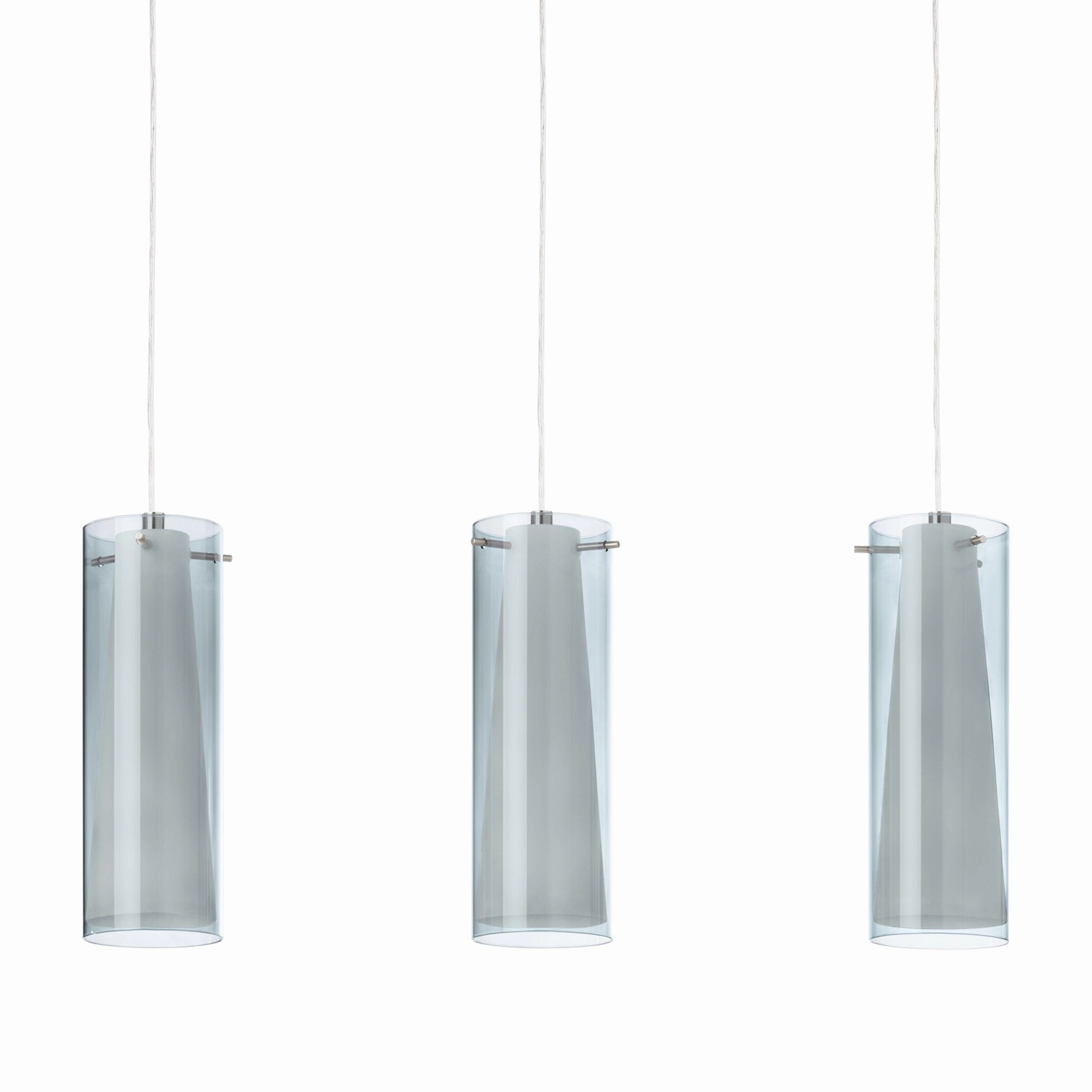 Eglo Pinto Nero 3 Light Chrome, Smoked & Opal Glass Pendant