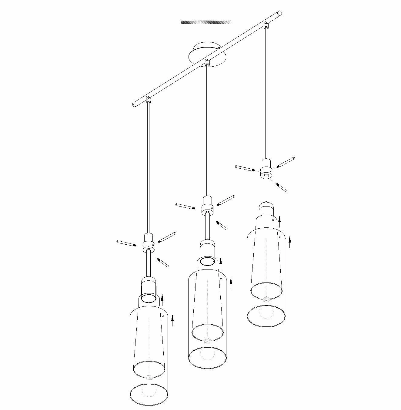 Eglo Pinto Nero 3 Light Chrome, Smoked & Opal Glass Pendant