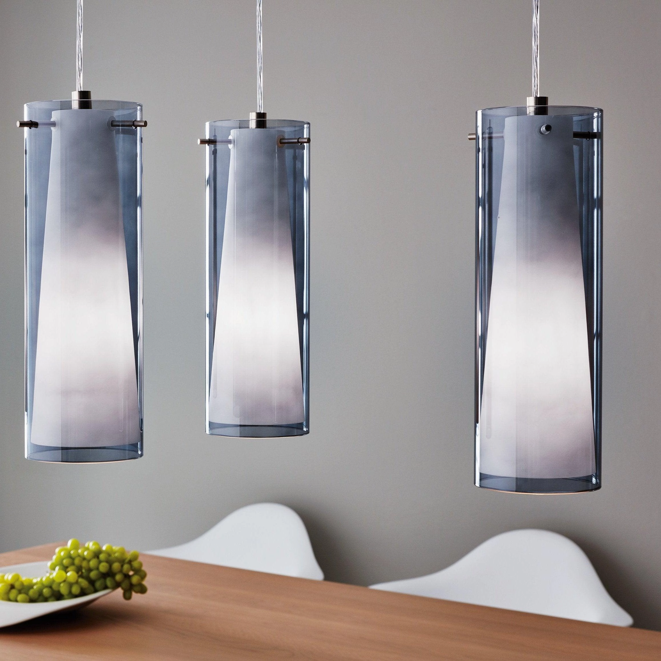 Eglo Pinto Nero 3 Light Chrome, Smoked & Opal Glass Pendant