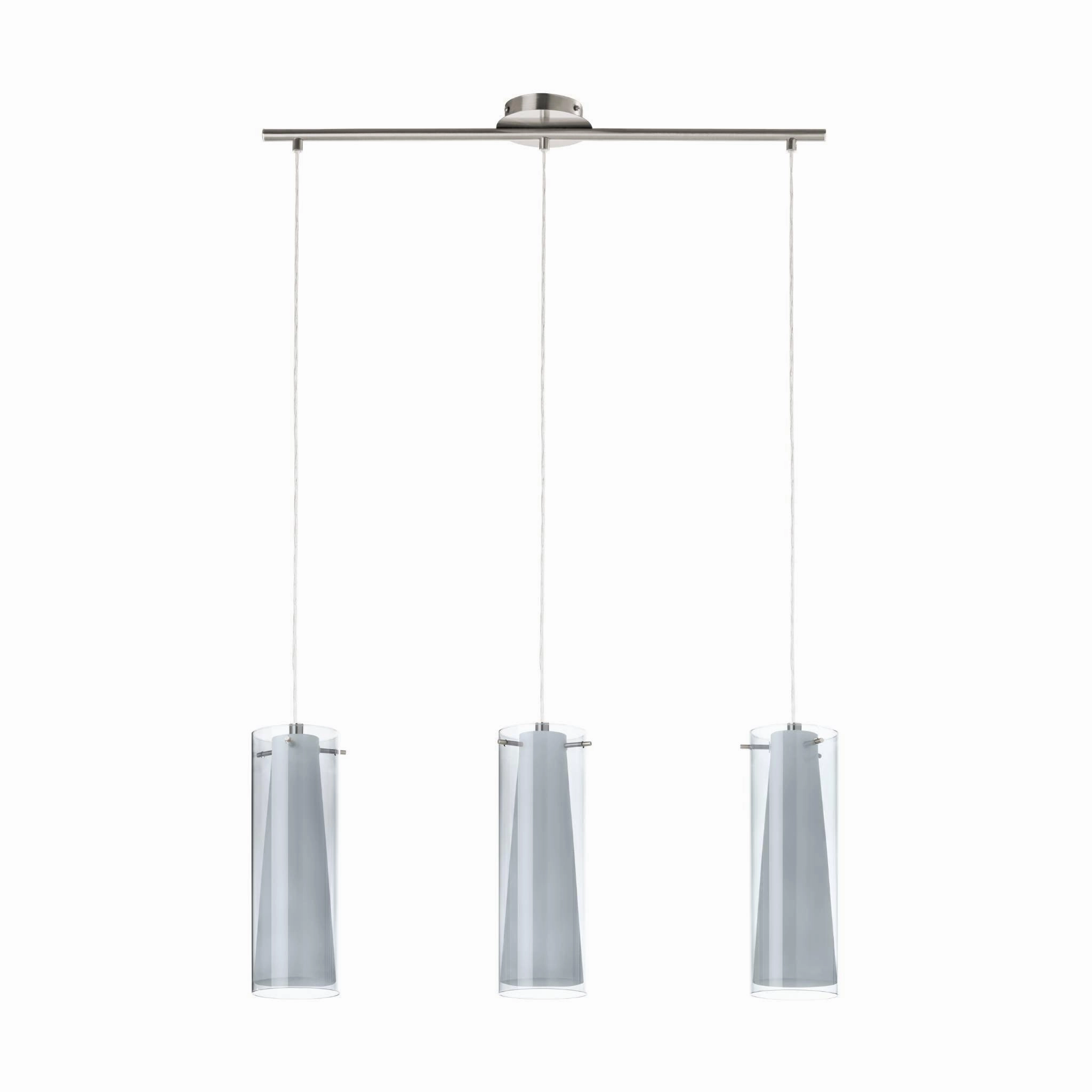 Eglo Pinto Nero 3 Light Chrome, Smoked & Opal Glass Pendant