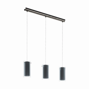 Eglo Pinto Textil 3 Light Nickel & Glass Cylinder Ceiling Pendant sleek LED ceiling lamp
