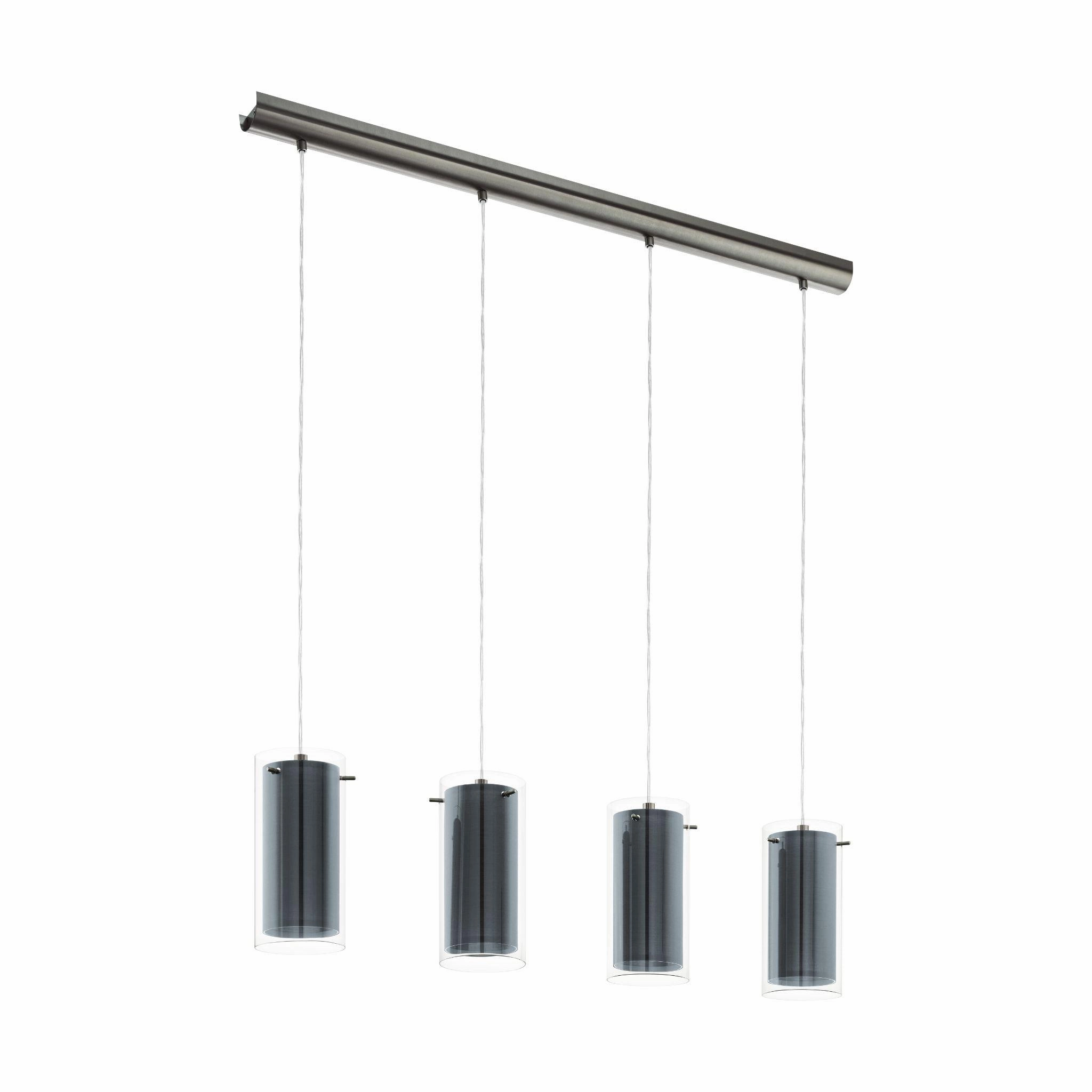 Eglo Pinto Textil 4 Light Nickel & Glass Cylinder Ceiling Pendant sleek LED ceiling lamp