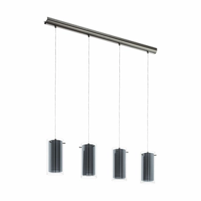 Eglo Pinto Textil 4 Light Nickel & Glass Cylinder Ceiling Pendant sleek LED ceiling lamp