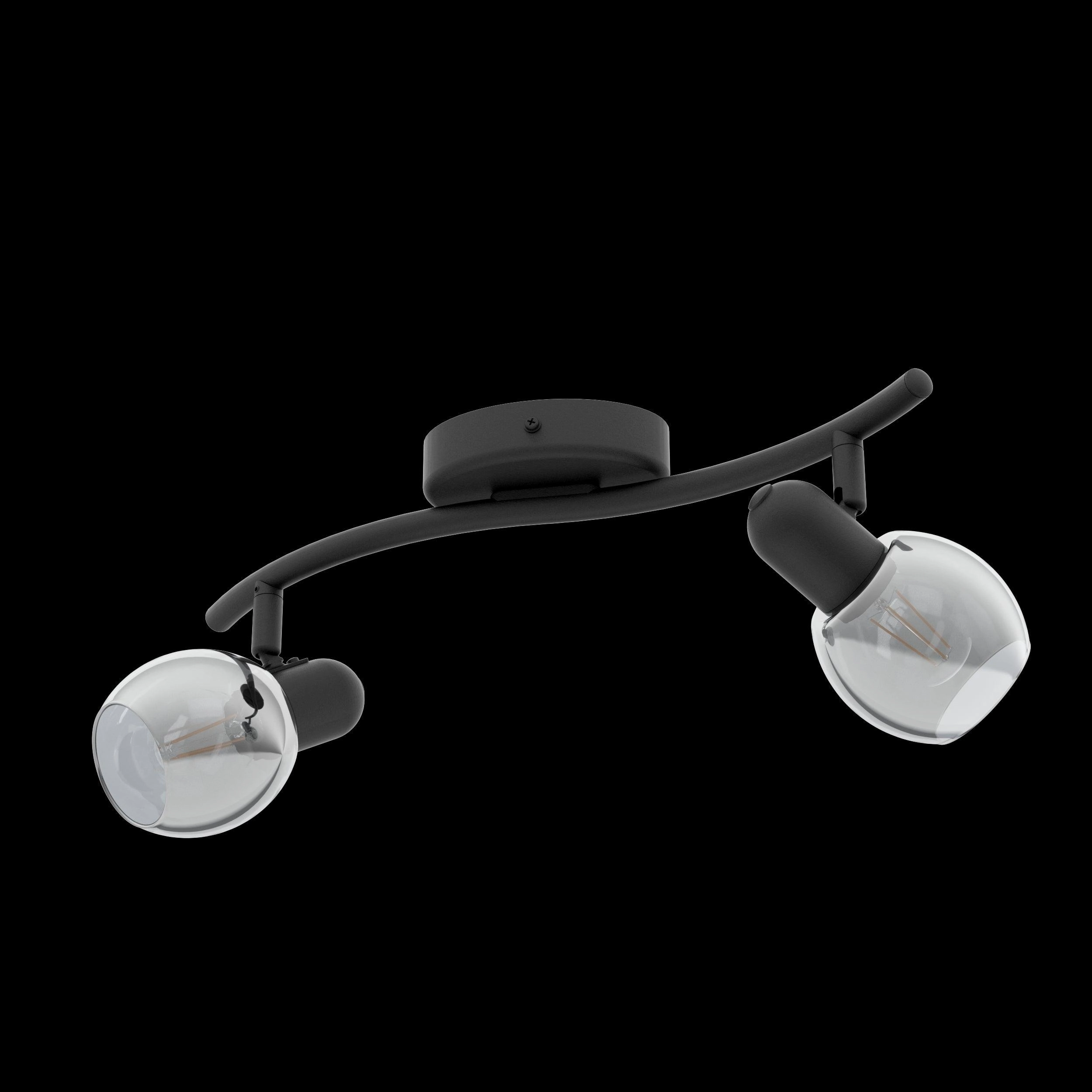 Eglo Pollica Black & Smoked Glass 2 Light Bar Spotlight