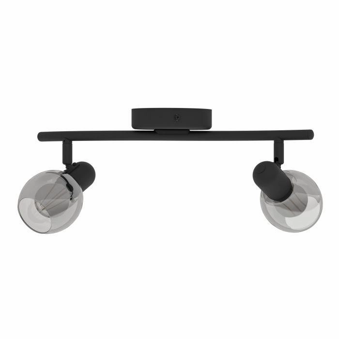Eglo Pollica Black & Smoked Glass 2 Light Bar Spotlight