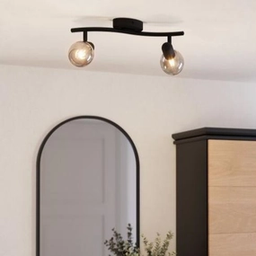 Eglo Pollica Black & Smoked Glass 2 Light Bar Spotlight tall arc lamp for living room