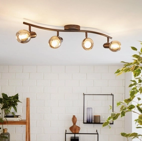 Eglo Pollica Black & Smoked Glass 4 Light Bar Spotlight tall arc lamp for living room