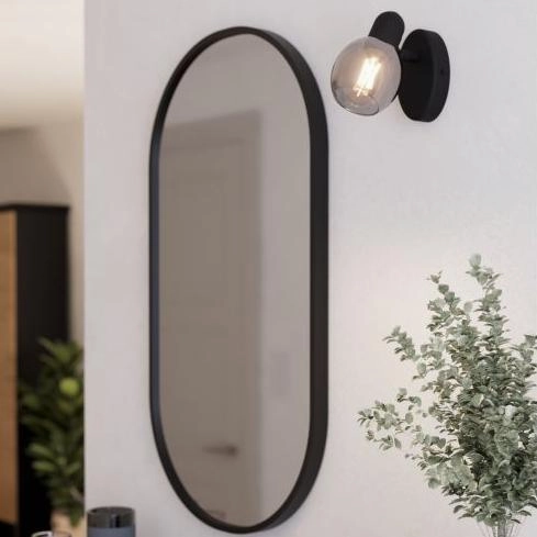 Eglo Pollica Black & Smoked Glass Wall Spotlight tall arc lamp for living room