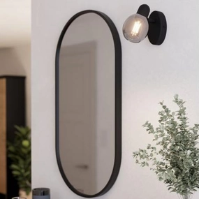 Eglo Pollica Black & Smoked Glass Wall Spotlight tall arc lamp for living room