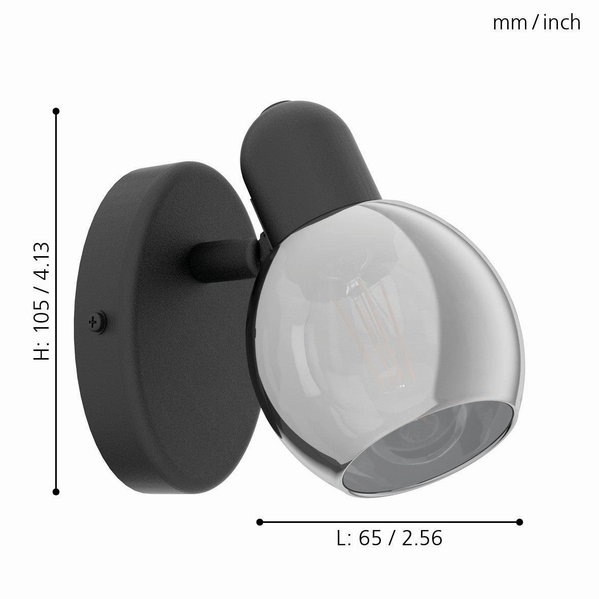 Eglo Pollica Black & Smoked Glass Wall Spotlight