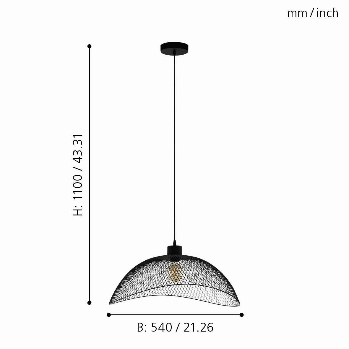 Eglo Pompeya Black Metal Mesh Curved Ceiling Pendant