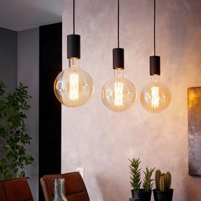 Eglo Pozueta 3 Light Black Cable Set Bar Ceiling Pendant flush mount ceiling fixture