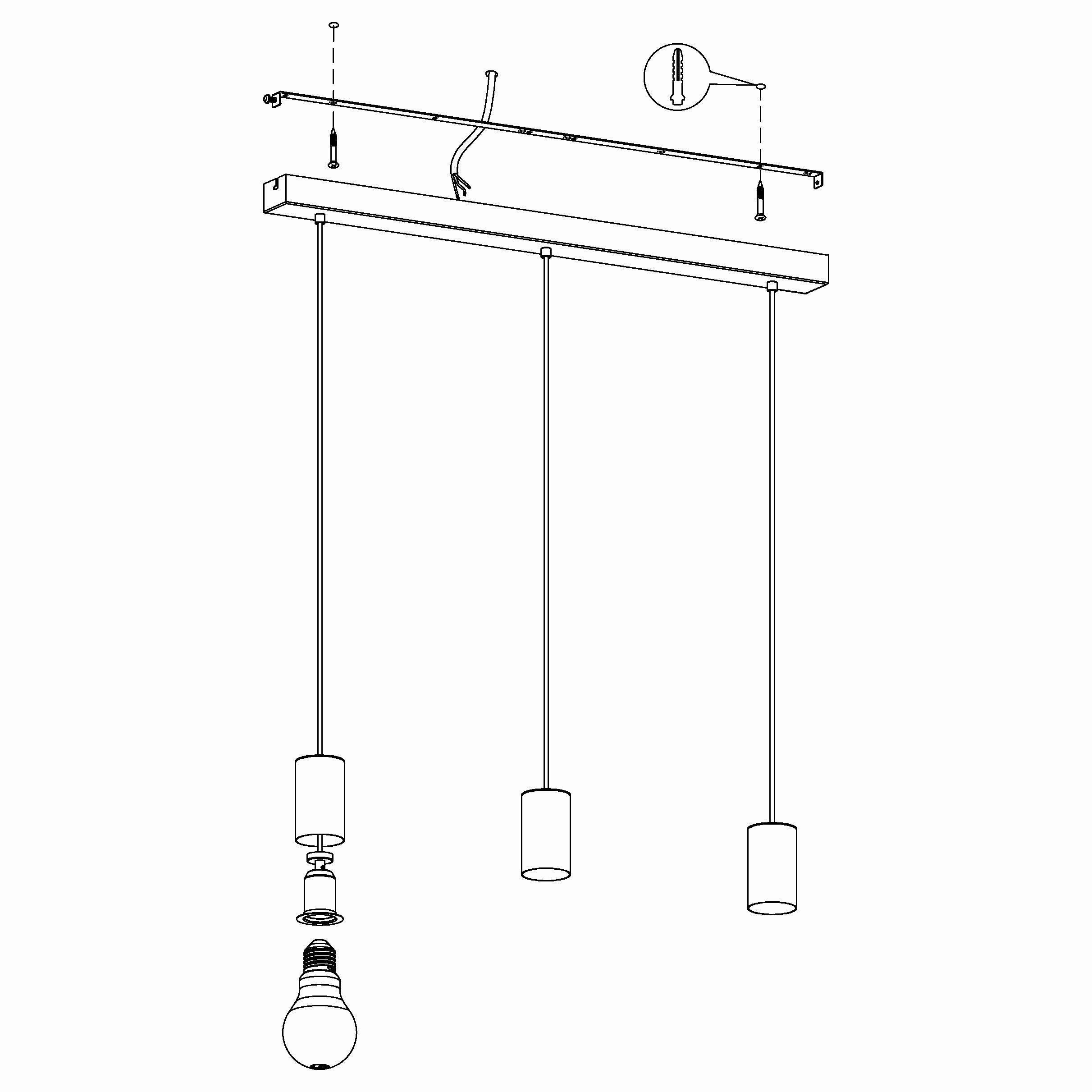 Eglo Pozueta 3 Light Black Cable Set Bar Ceiling Pendant
