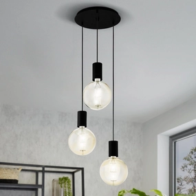 Eglo Pozueta 3 Light Black Cable Set Pendant flush mount ceiling fixture