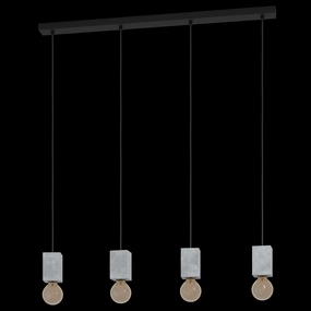 Eglo Prestwick 3 Concrete & Black 4 Light Bar Ceiling Pendant sleek LED ceiling lamp