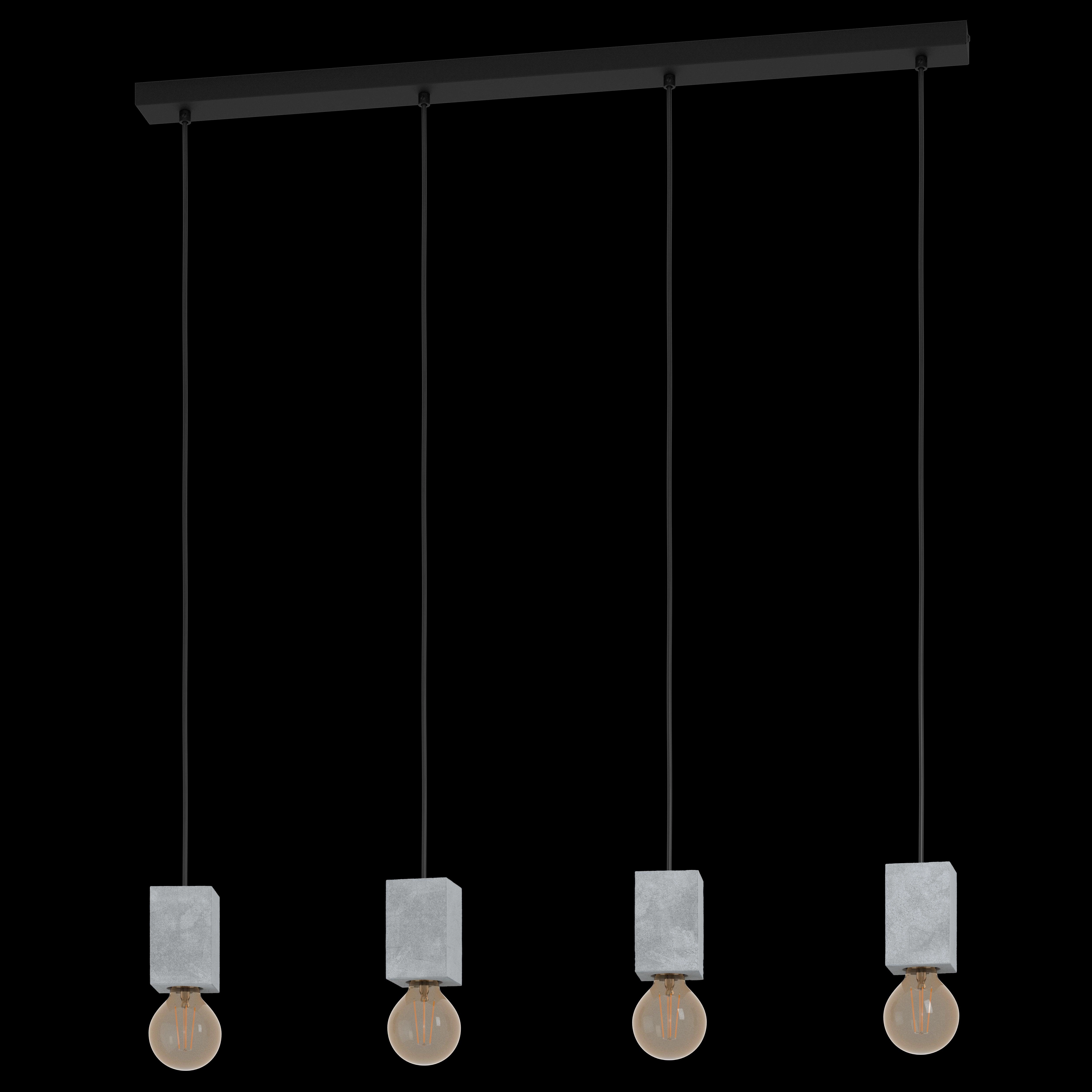 Eglo Prestwick 3 Concrete & Black 4 Light Bar Ceiling Pendant sleek LED ceiling lamp