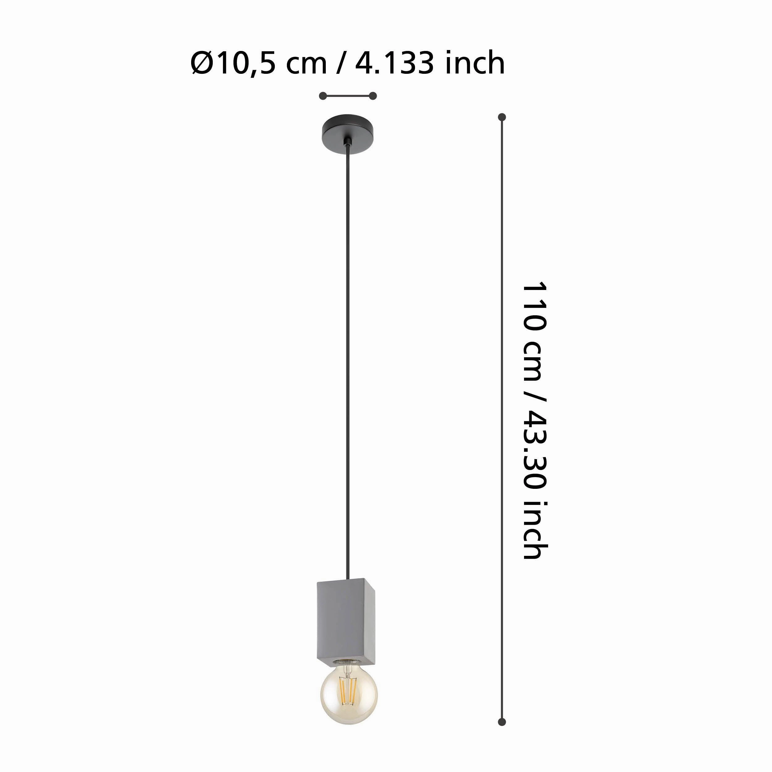 Eglo Prestwick 3 Concrete & Black Ceiling Pendant