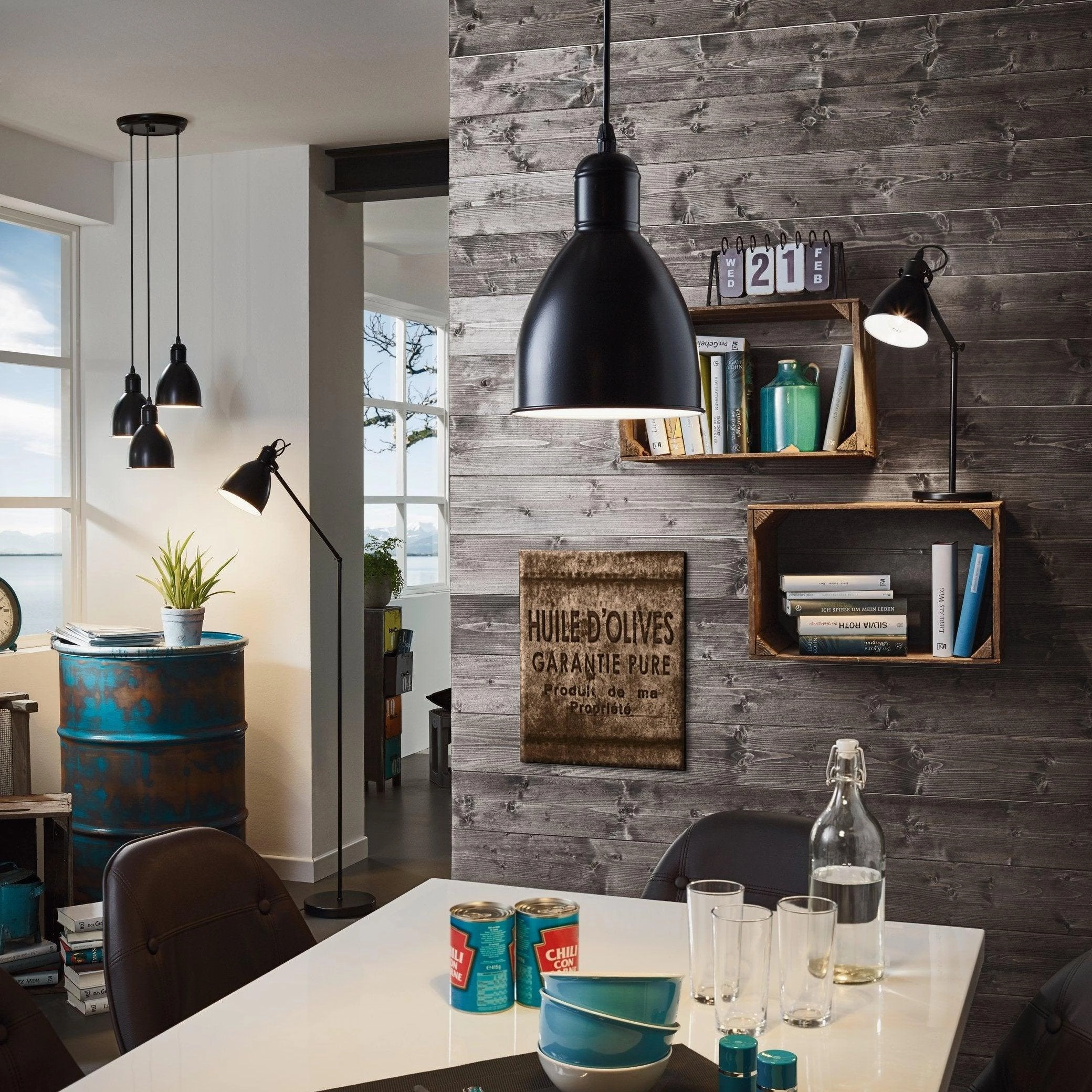 Eglo Priddy Black Metal Adjustable Industrial Style Floor Lamp creative lampshade design