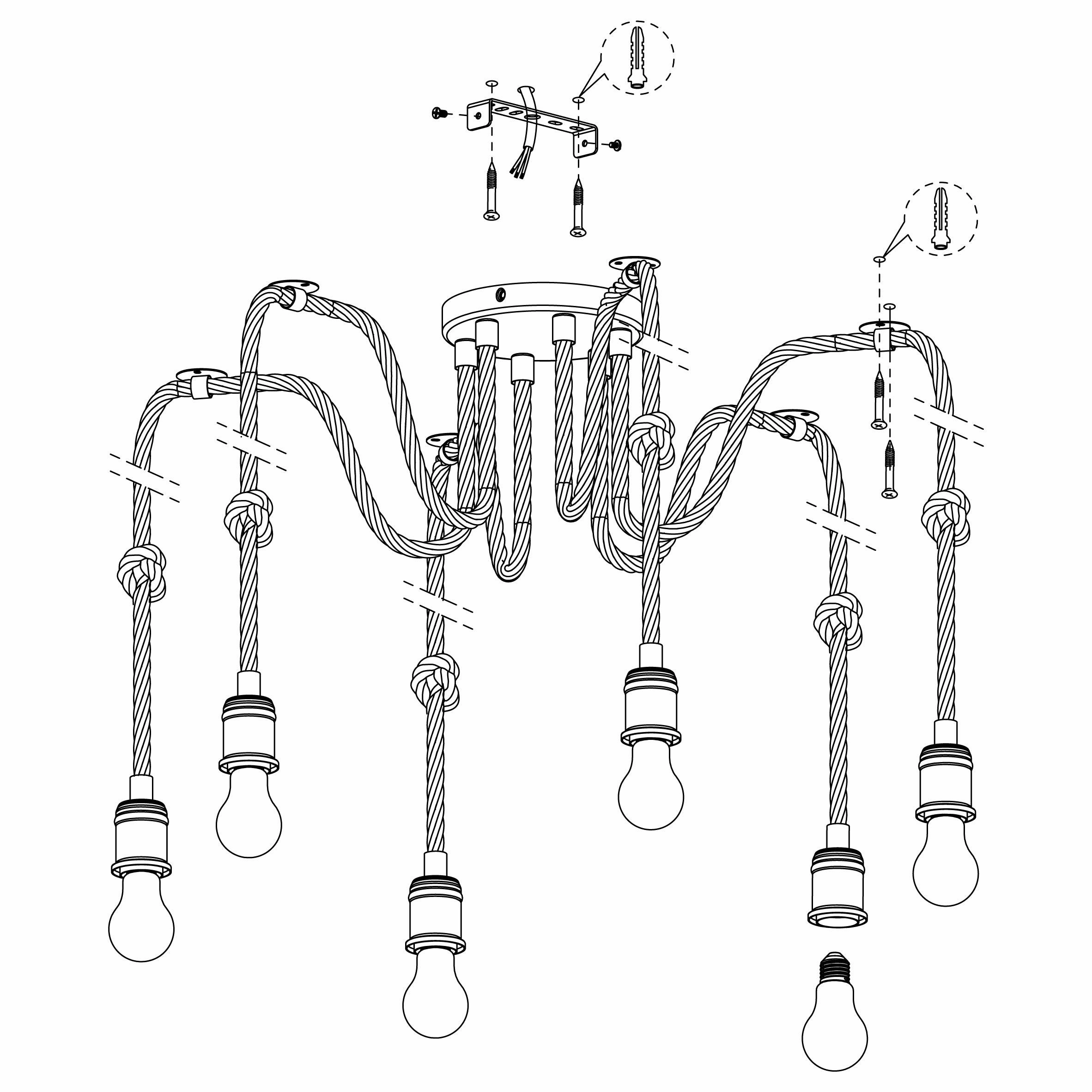 Eglo Rampside 6 Light Hemp Rope Ceiling Pendant
