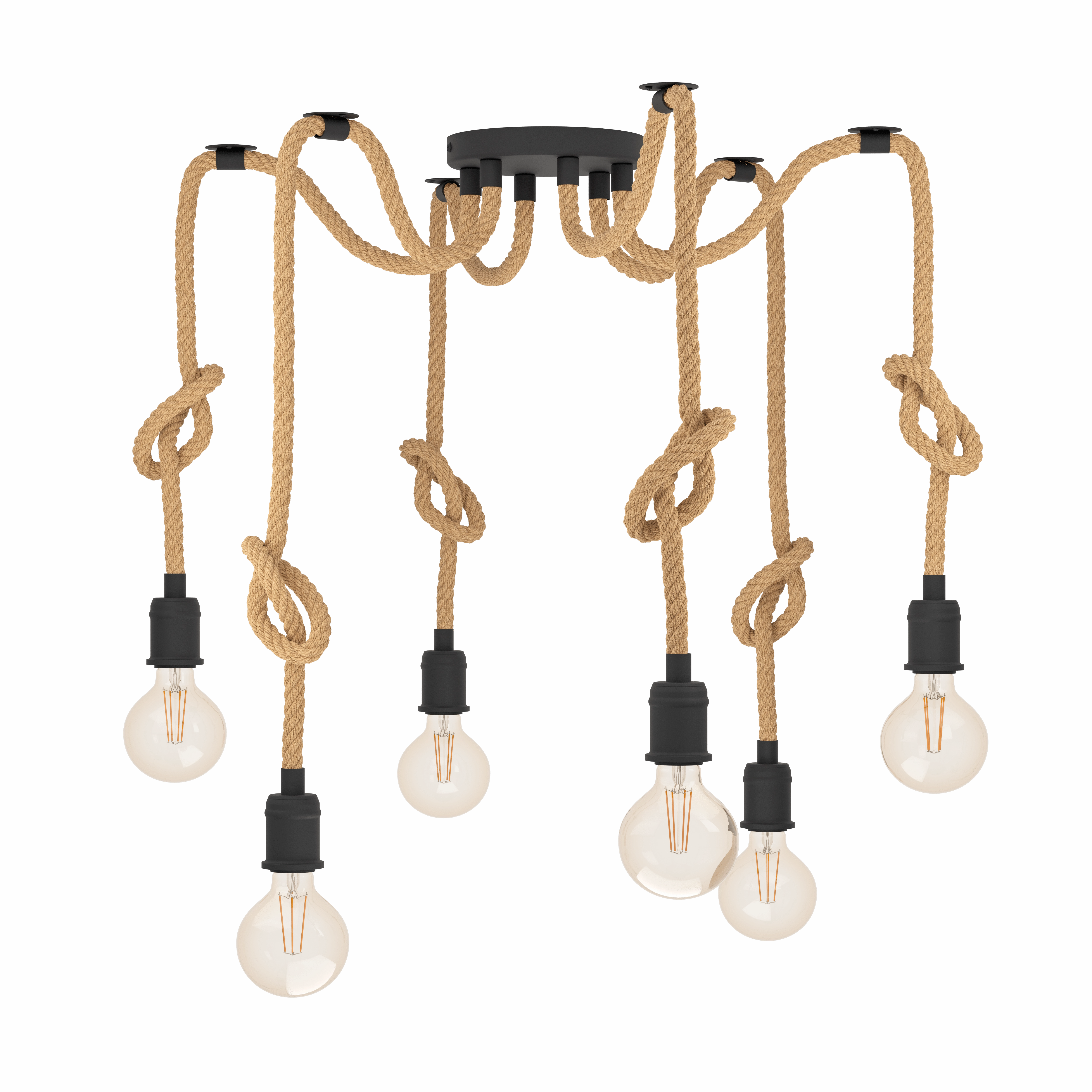 Eglo Rampside 6 Light Hemp Rope Ceiling Pendant