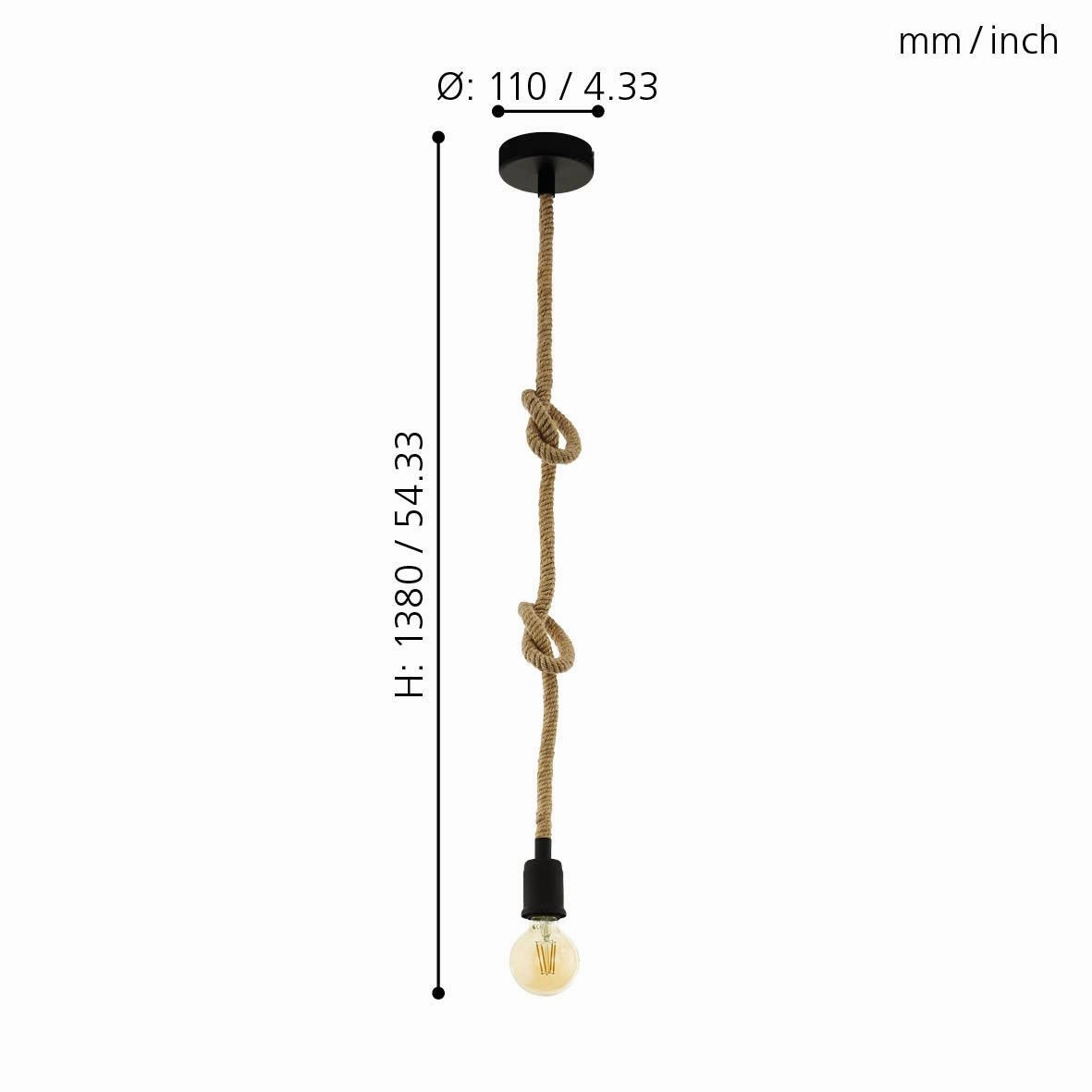 Eglo Rampside Hemp Rope Hanging Ceiling Pendant