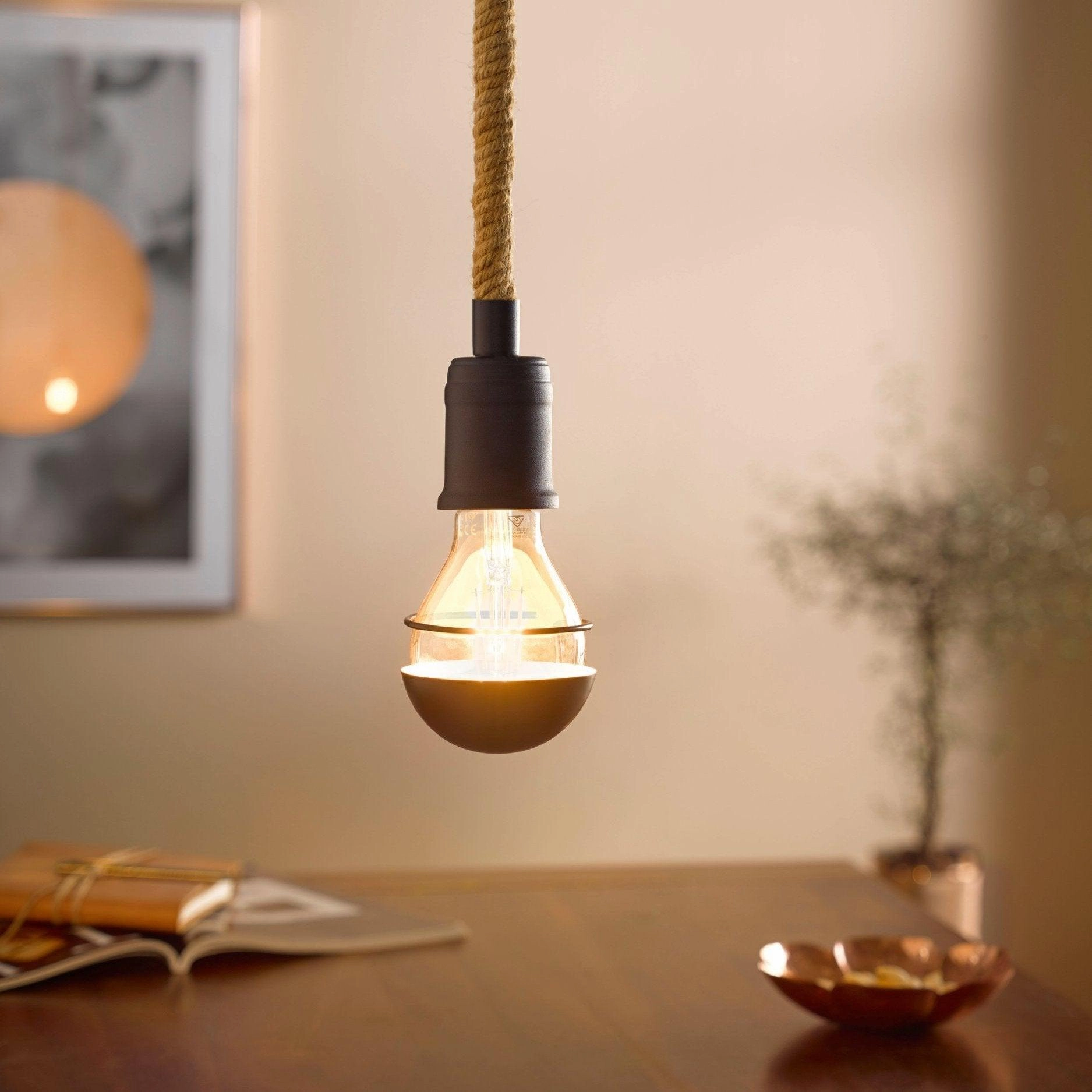 Eglo Rampside Hemp Rope Hanging Ceiling Pendant sleek LED ceiling lamp