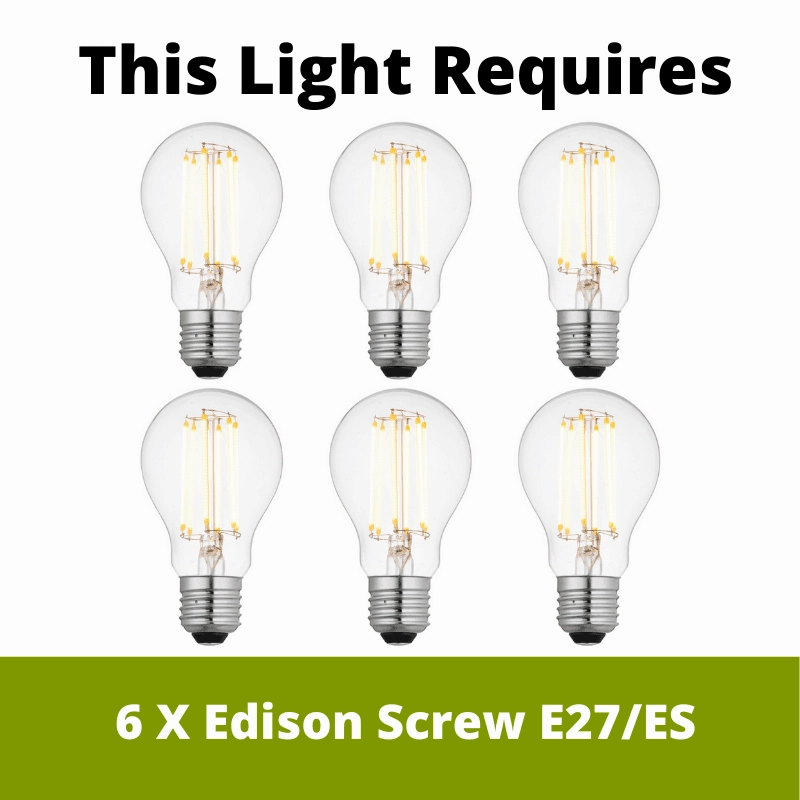 Eglo Rampside Rope 6 Light Ceiling Pendant - Black Wire Shades