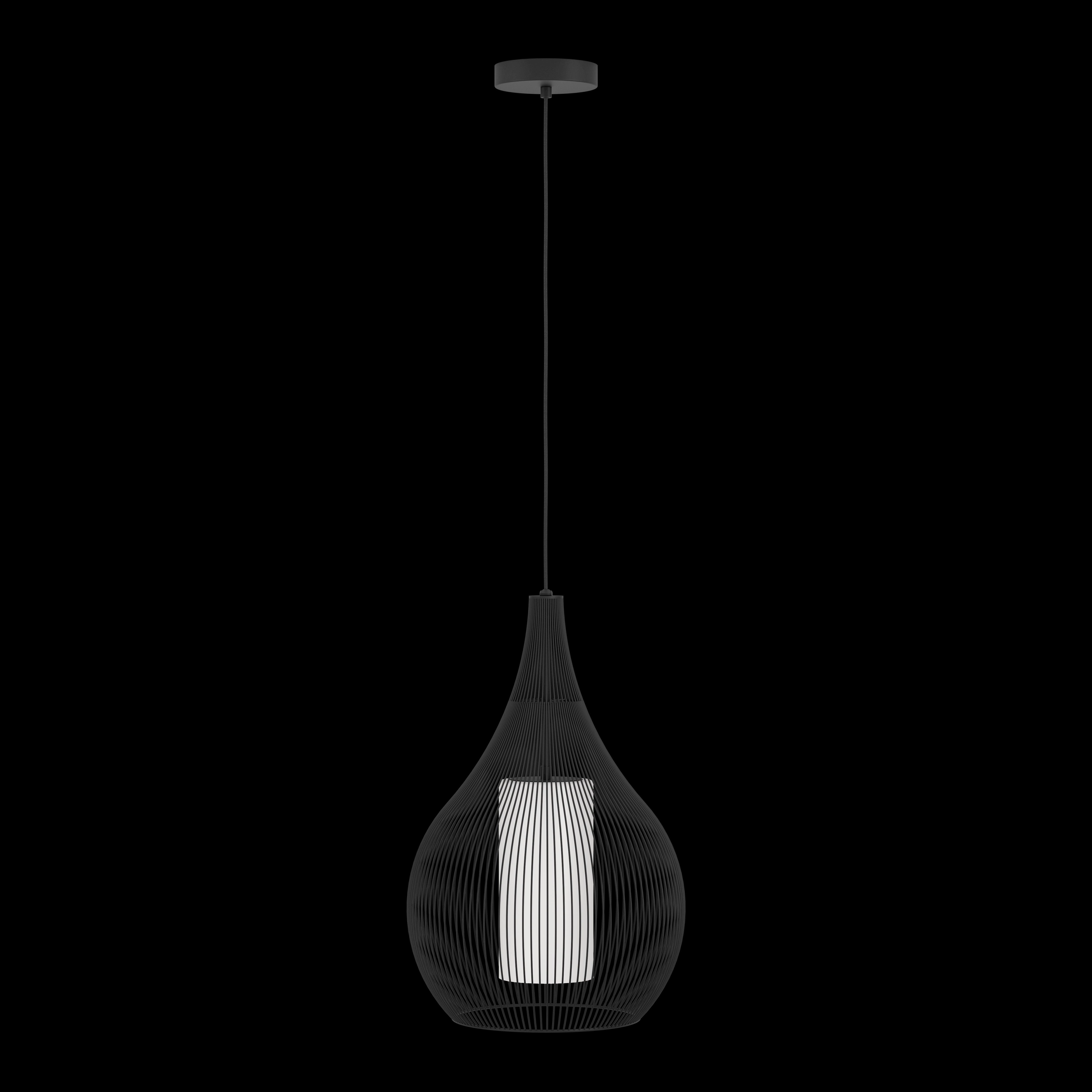 Eglo Razoni 1 Black Wire & White Glass Pendant