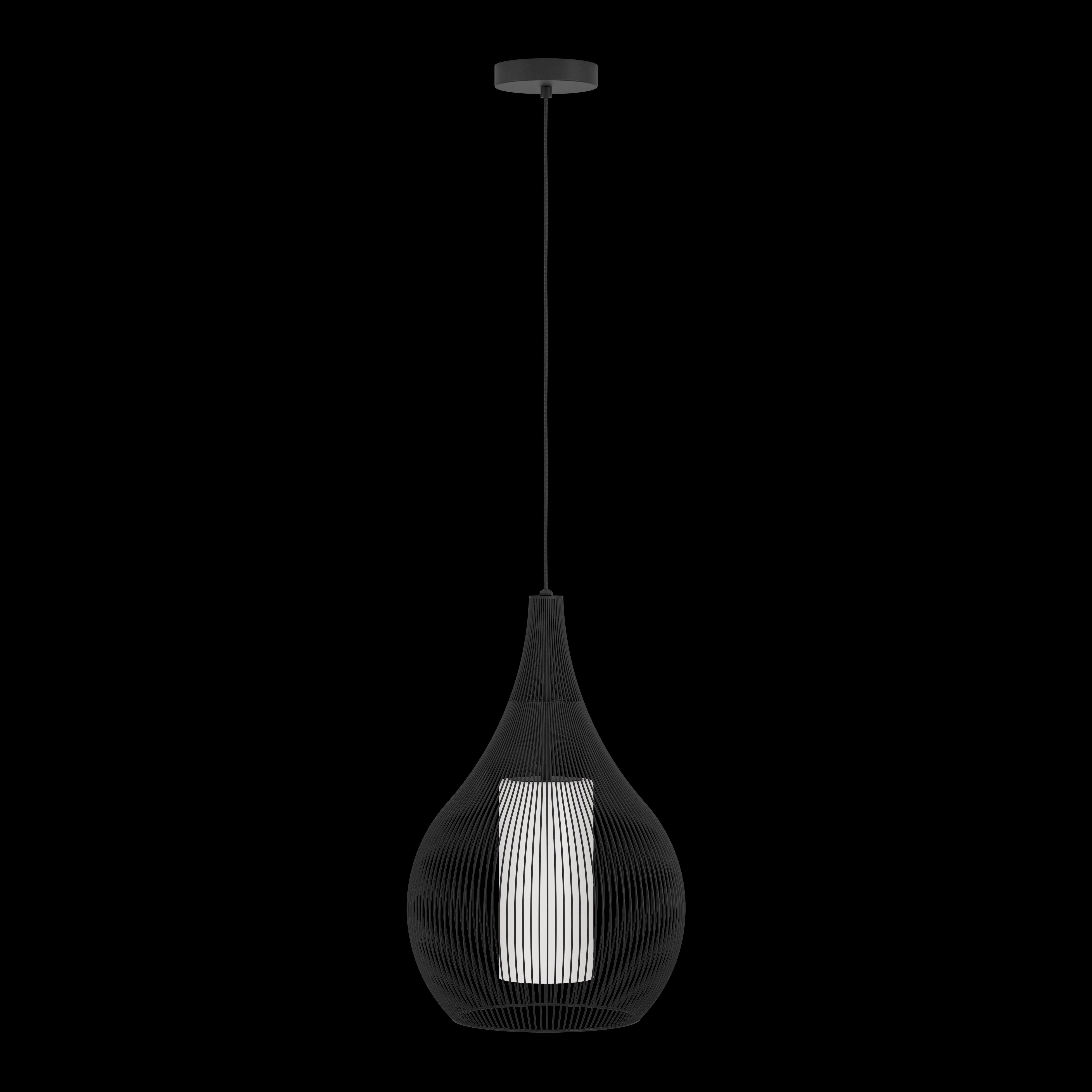 Eglo Razoni 1 Black Wire & White Glass Pendant