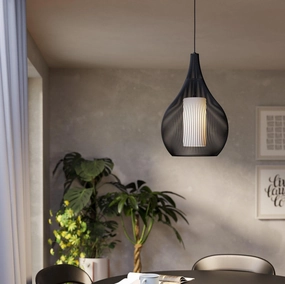 Eglo Razoni 1 Black Wire & White Glass Pendant flush mount ceiling fixture