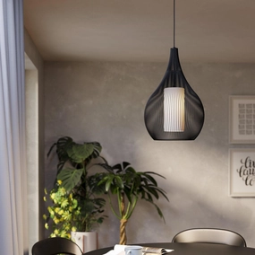 Eglo Razoni 1 Black Wire & White Glass Pendant sleek LED ceiling lamp