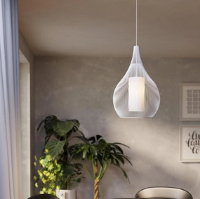 Eglo Razoni 1 White Wire & Glass Pendant flush mount ceiling fixture