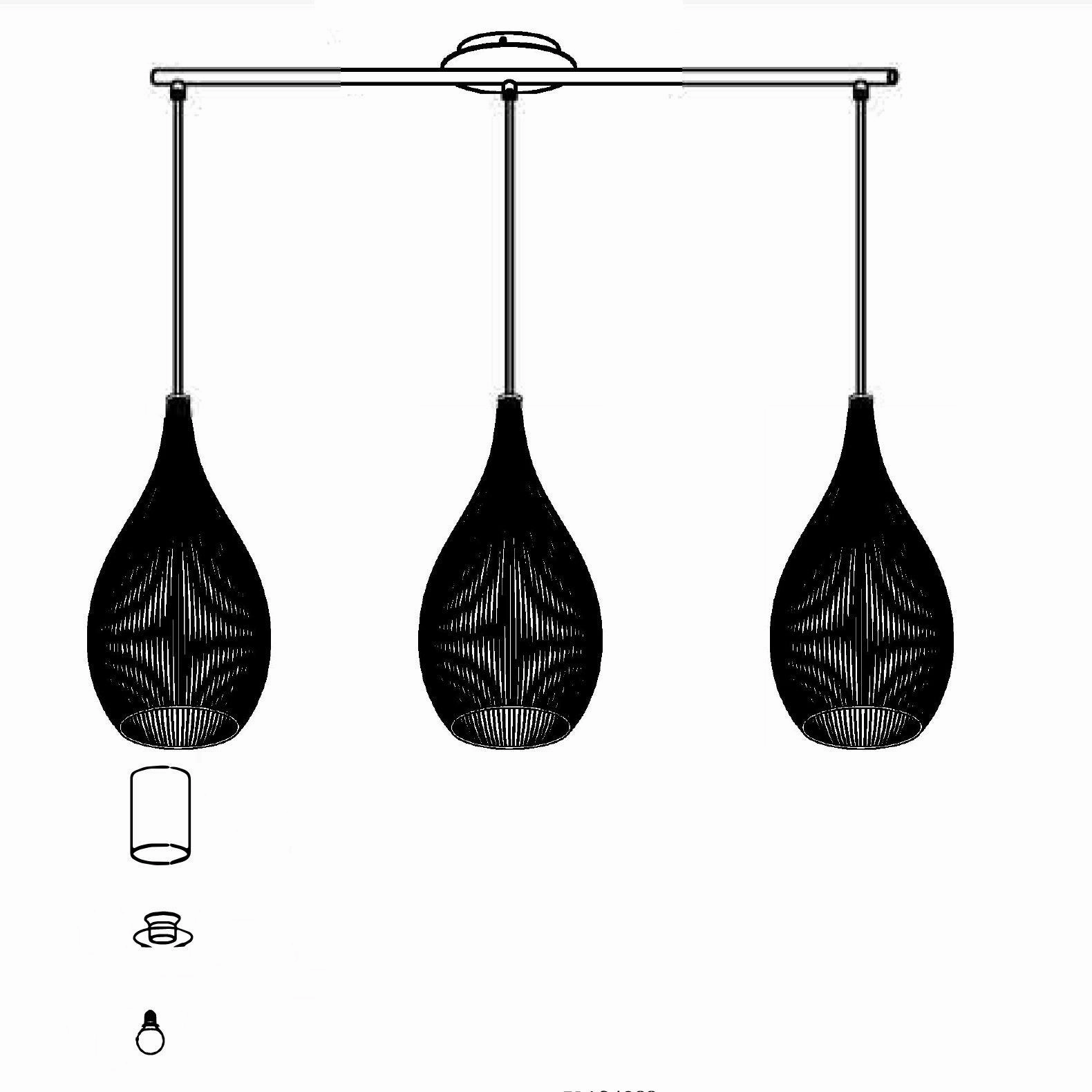 Eglo Razoni 3 Light Black Rounded Wire & Glass Shaded Pendant
