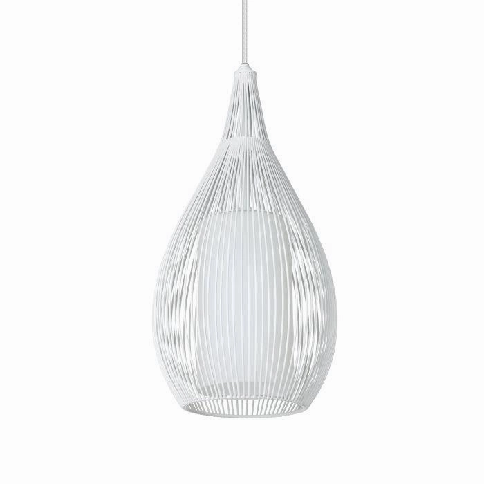 Eglo Razoni 3 Light White Rounded Wire & Glass Shaded Pendant