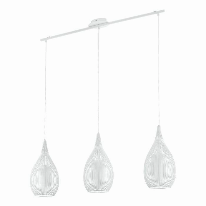Eglo Razoni 3 Light White Rounded Wire & Glass Shaded Pendant