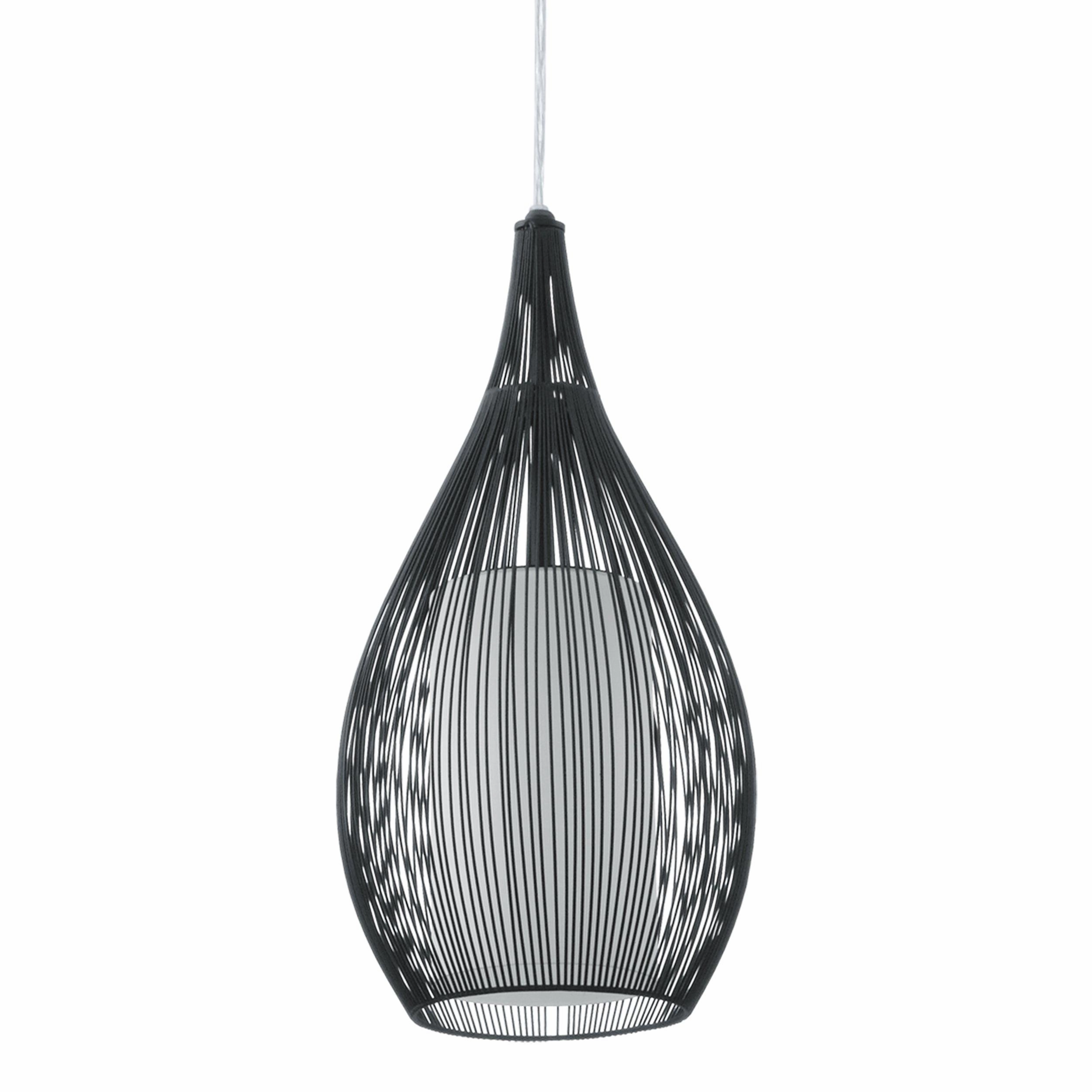 Eglo Razoni Black Rounded Wire & Glass Ceiling Pendant
