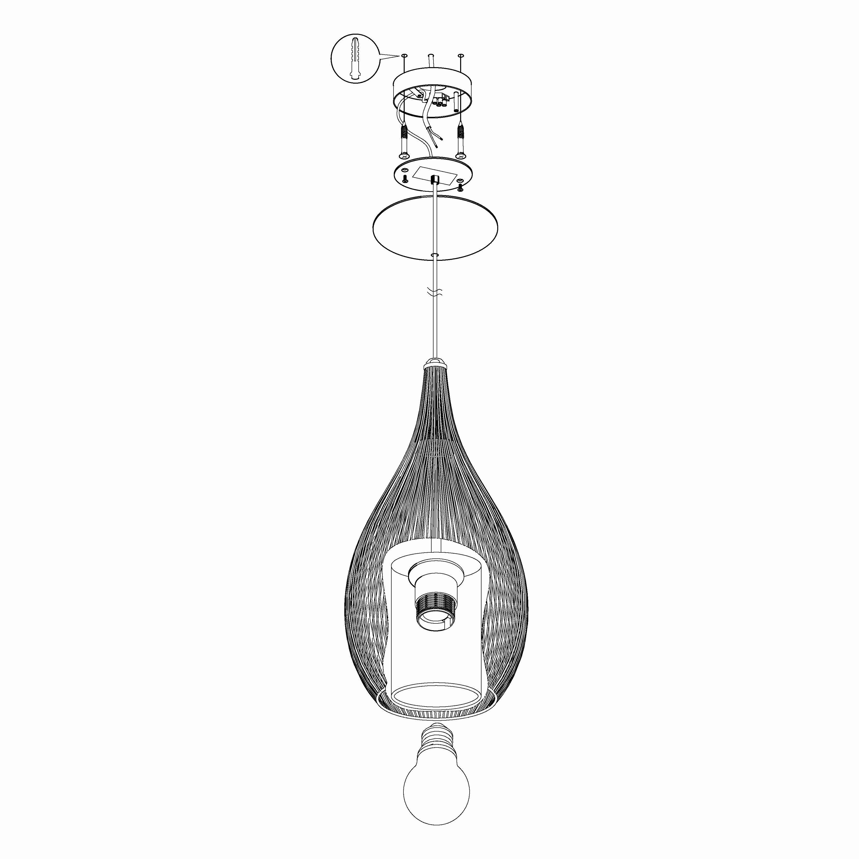 Eglo Razoni White Rounded Wire & Glass Ceiling Pendant